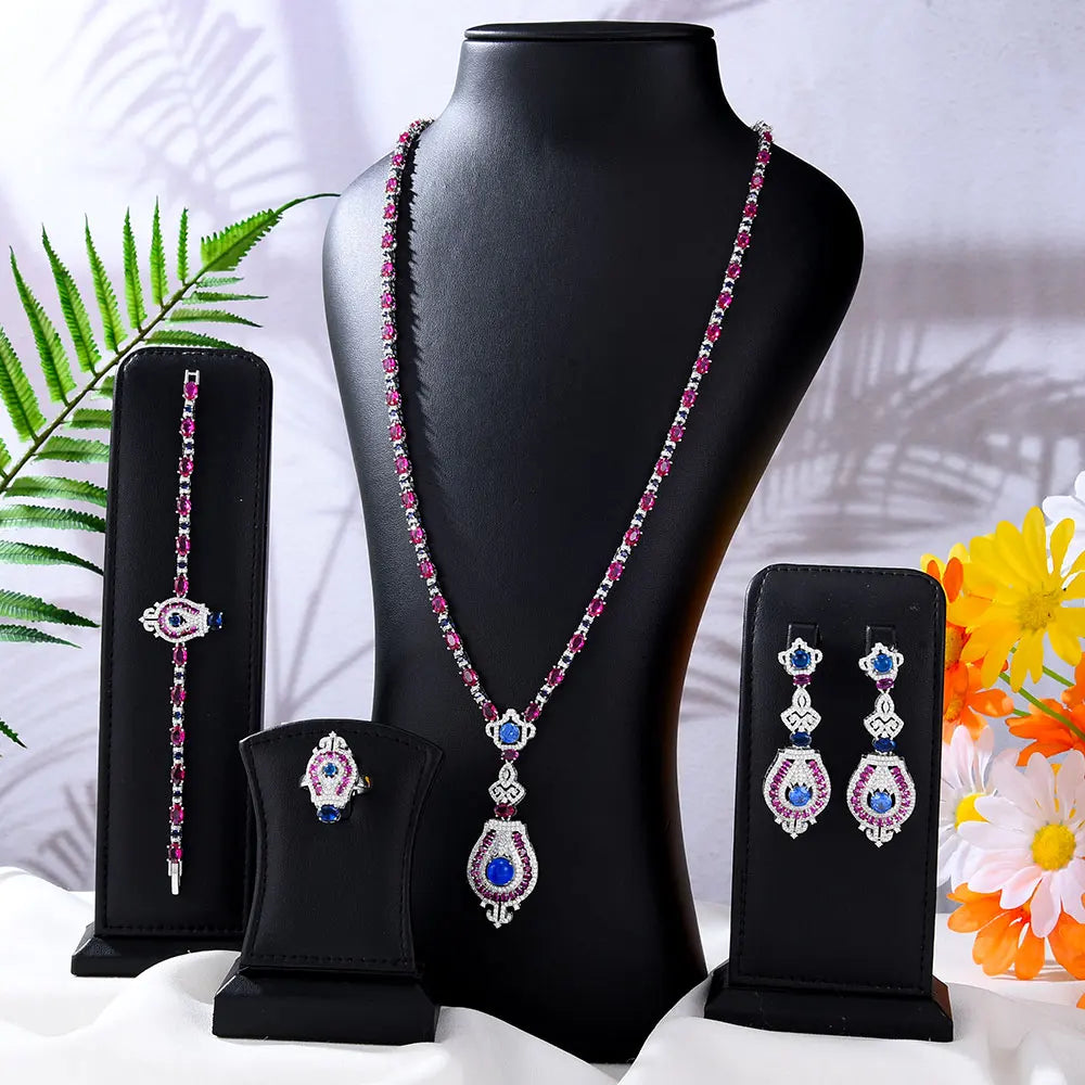 Dubai Bridal Jewelry Set For Women Wedding Party Nigerian African Necklace Earring Set