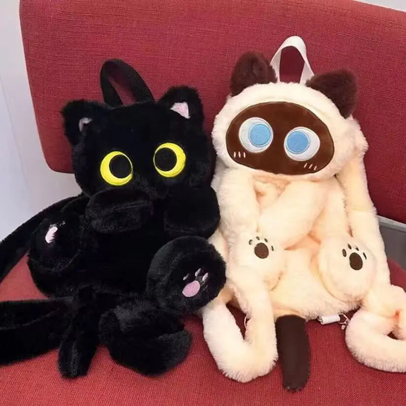 40cm Kawaii Big Eyes Cat Toy Plush Backpack Cute Large-capacity Stuffed Animals Bags