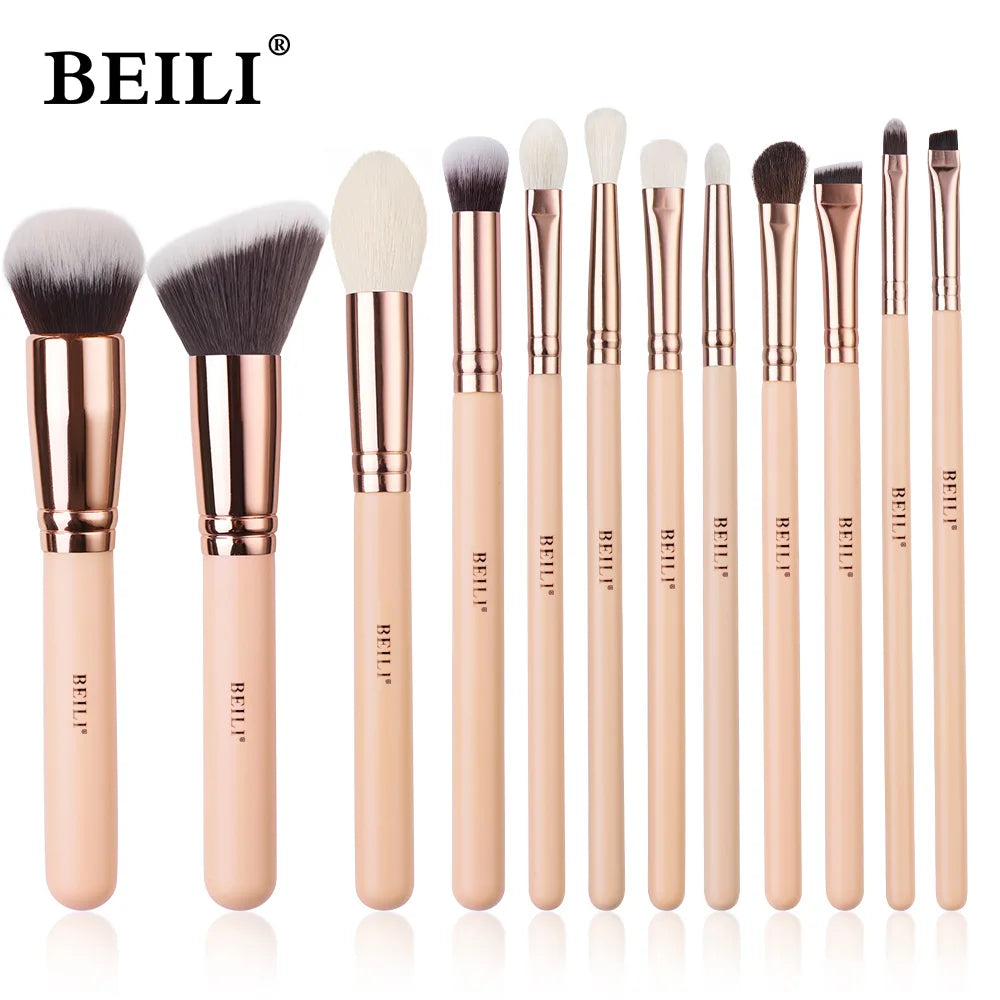 BEILI Pink Makeup Brushes High Quality Powder Foundation Blush Eyeshadow Make Up Brush Set