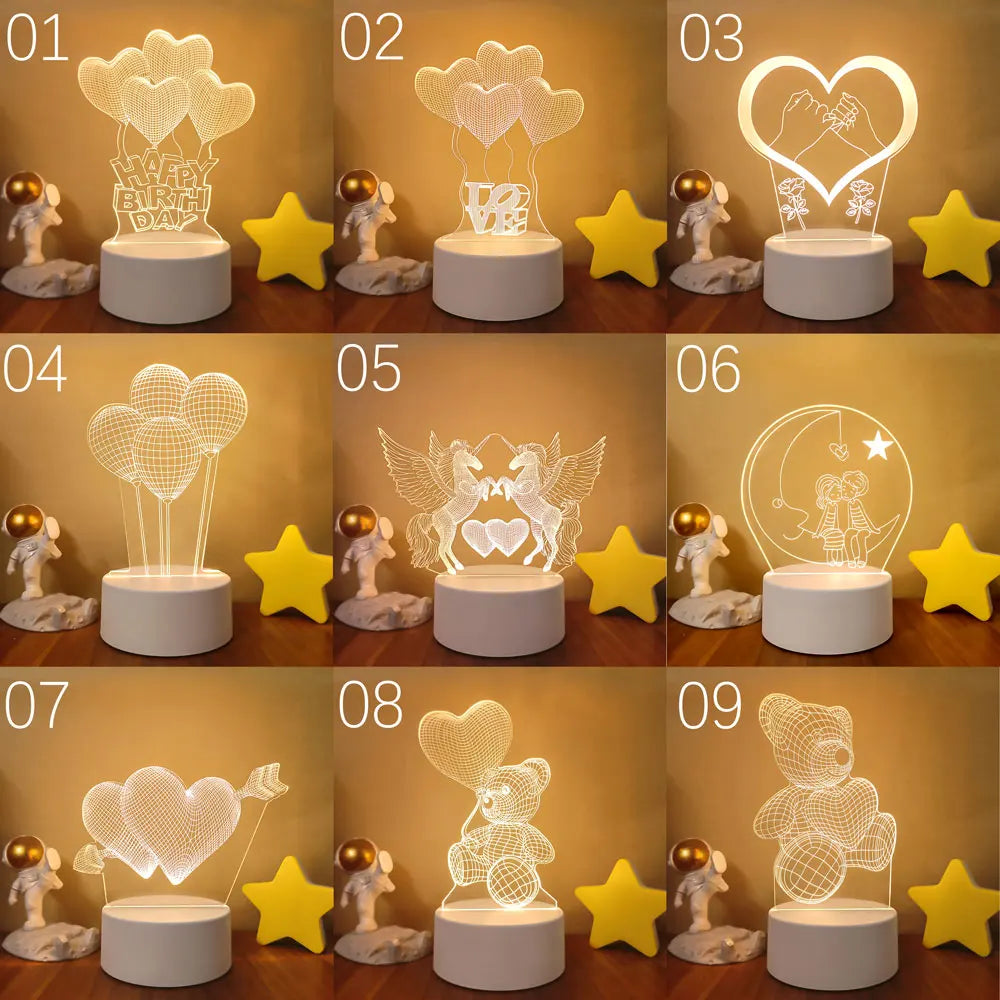 3D LED Lamps Creative LED Night Lights Novelty Illusion Table Lamp For Home Decorative Light