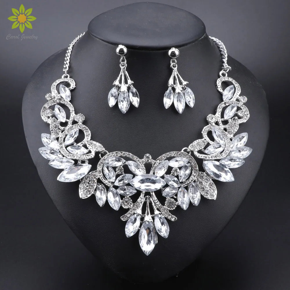 Crystal Bridal Jewelry Sets Costume Accessories Wedding Necklace Earrings Set