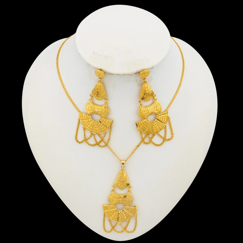 Sweet Heart Design Earrings and Necklace Set Dubai Jewelry Set