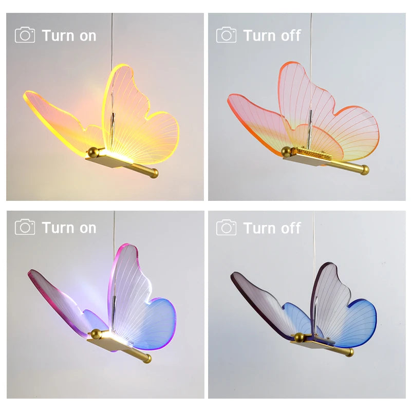 Acrylic Butterfly Pendant Lamp Hanging LED Ceiling Chandelier Light Home Decor Lighting