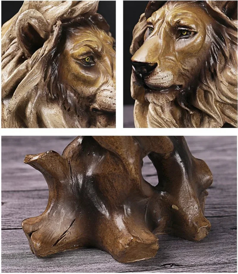 Resin Simulation Animal Statue Eagle Wolf Lion Tiger Horse Statue Home Decoration