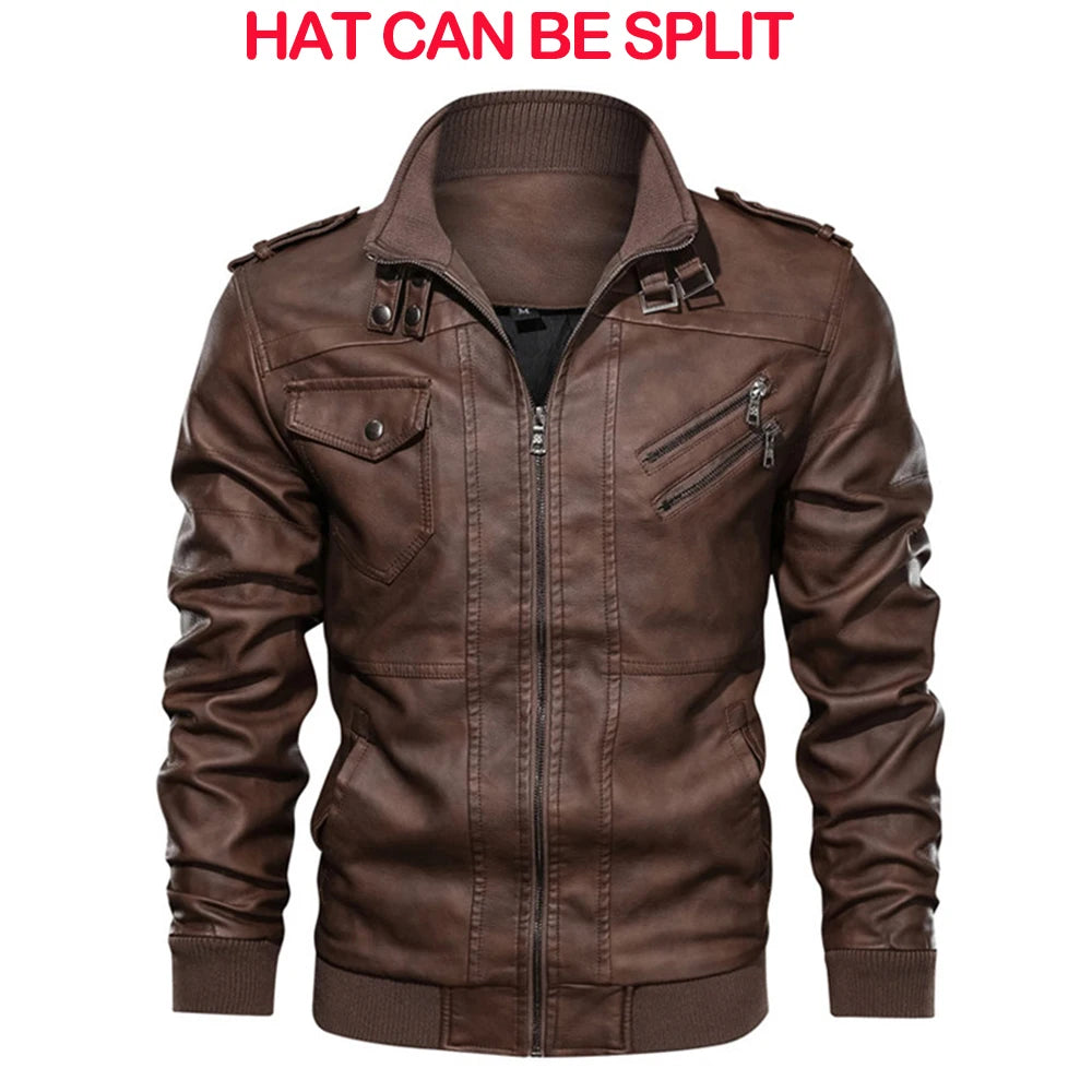 Men's Leather Jackets Motorcycle PU Jacket Biker Leathers Coats Clothing