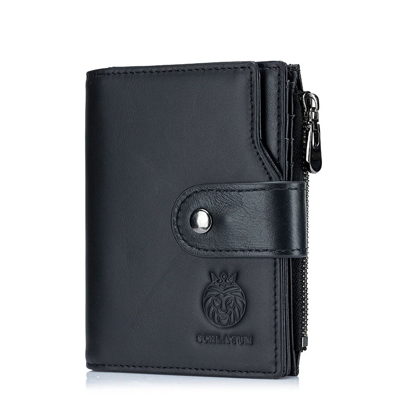 Genuine Leather Men Business Wallet RFID Men Card Id Holder Coin Purse Travel Wallet