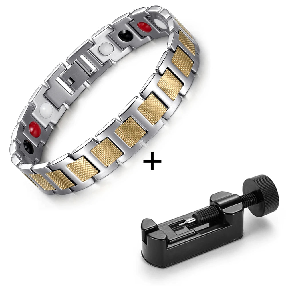 Rainso  Magnetic Bracelet For Men Jewelry Fashion Stainless Steel  Bracelets Bangle WristBand Sports Style Male Bracelet Gift - Hiron Store