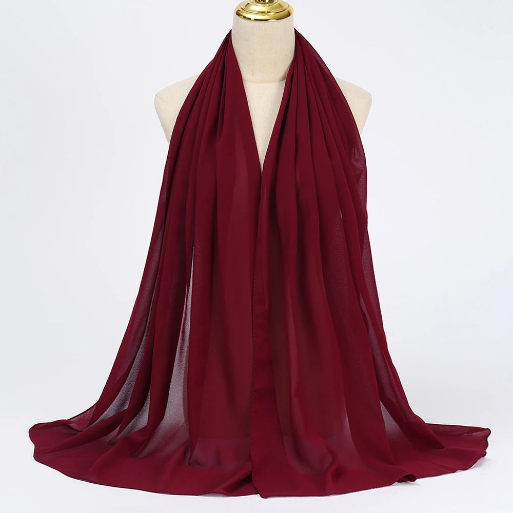 Muslim Chiffon hijab Scarf Long Solid Color Head Wrap Women's Hijabs & Scarves Jersey Hijab Veil