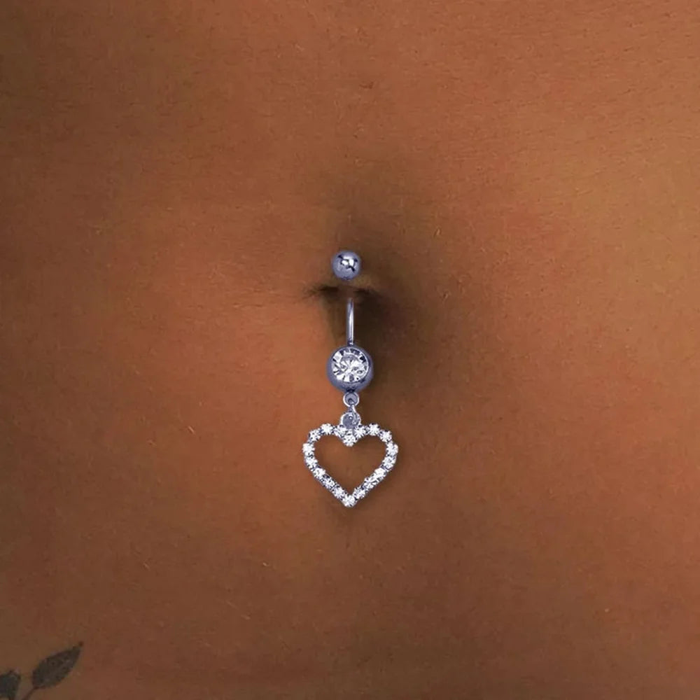 Heart Belly Button Nails Body Piercing Jewellery Sexy Crystal Belly Button Ring