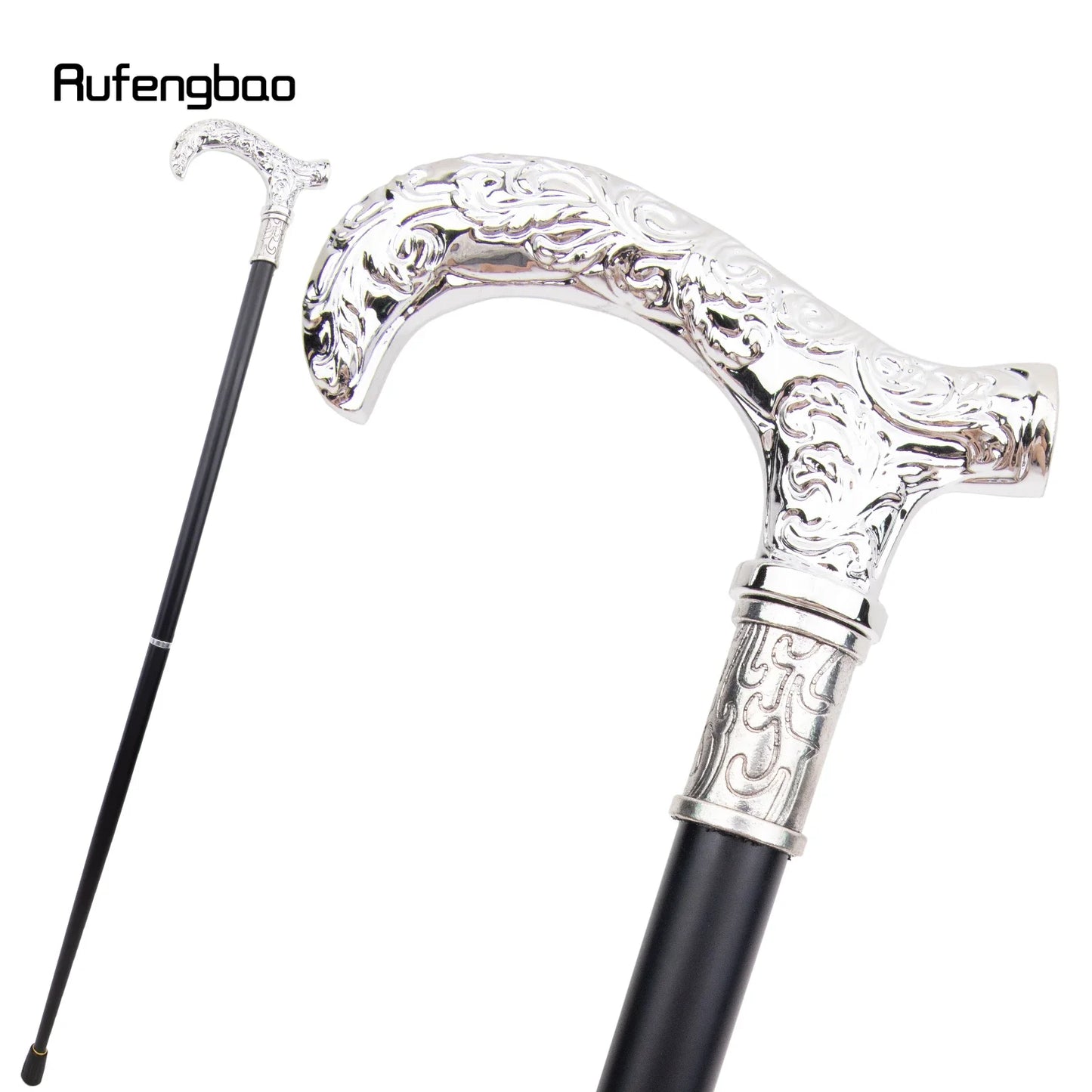 White Flower Pattern Walking Cane Fashion Decorative Walking Stick Gentleman Elegant Cosplay Cane