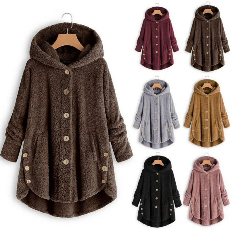 Winter Press-pleated Printed Turn-collar Long-sleeved Shirt Two-piece Furry Coat