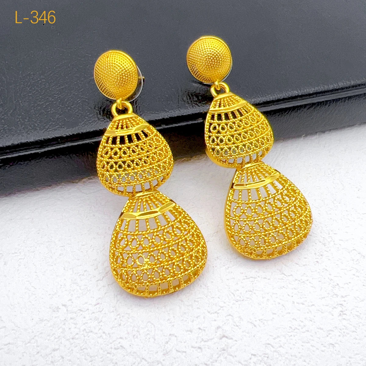 African 24K Gold Plated Necklace Earrings Jewelry Set