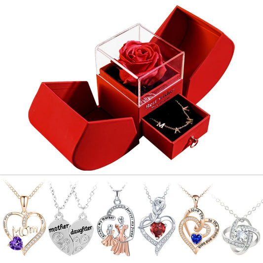 Jewellery Pendant Necklace Rose Gift Box Gifts for Girlfriend Women