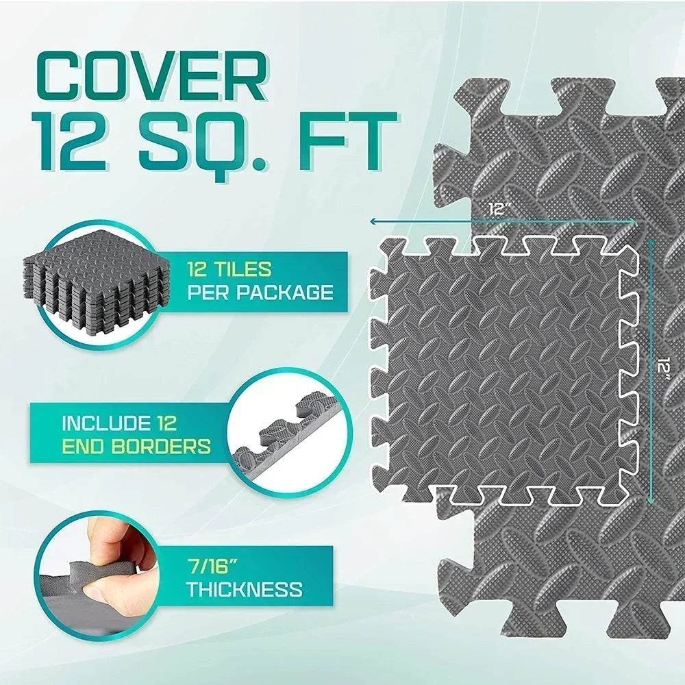 4~20Pcs Puzzle Fitness Mat, Eva Interlocking Foam Floor Tiles,  Home Gym   Equipment Mat, Non-Slip Floor Mat for Kids