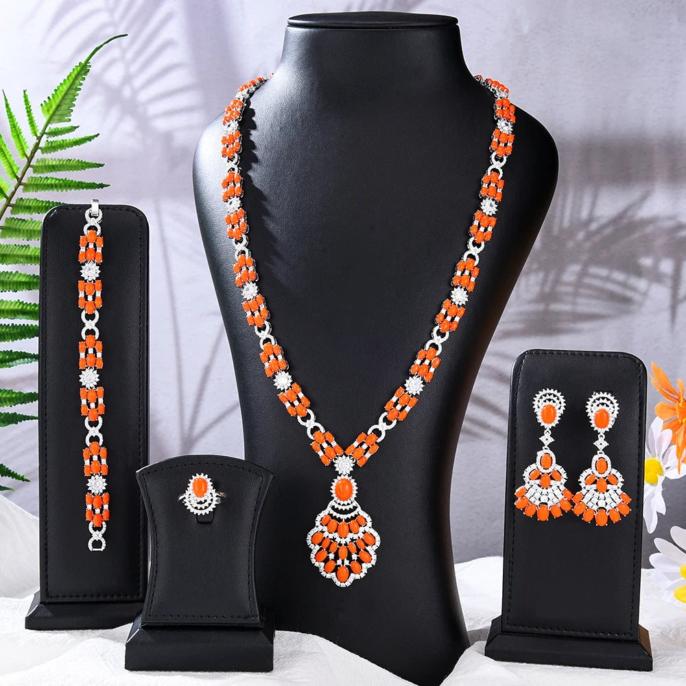 Dubai Bridal Jewelry Set For Women Wedding Party Nigerian African Necklace Earring Set