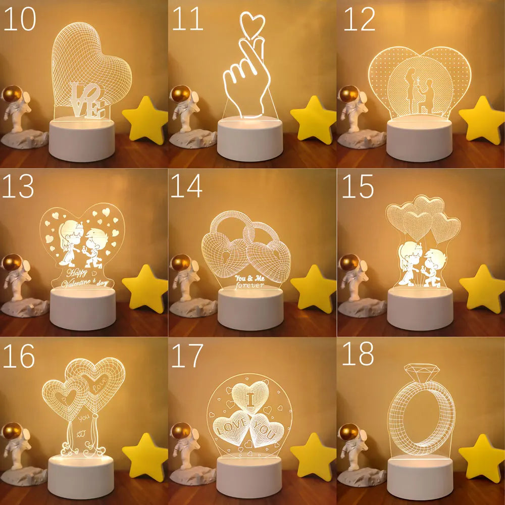 3D LED Lamps Creative LED Night Lights Novelty Illusion Table Lamp For Home Decorative Light