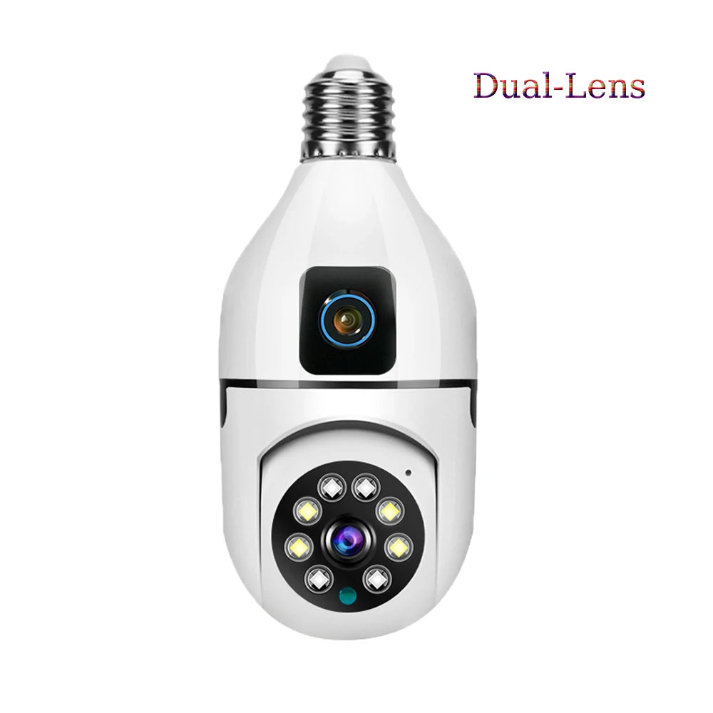 New E27 Wifi Dual Lens Camera 1080P 5MP 4K PTZ Surveillance Camera CCTV Outdoor IP Cam Security Smart Home AI Tracking - Hiron Store