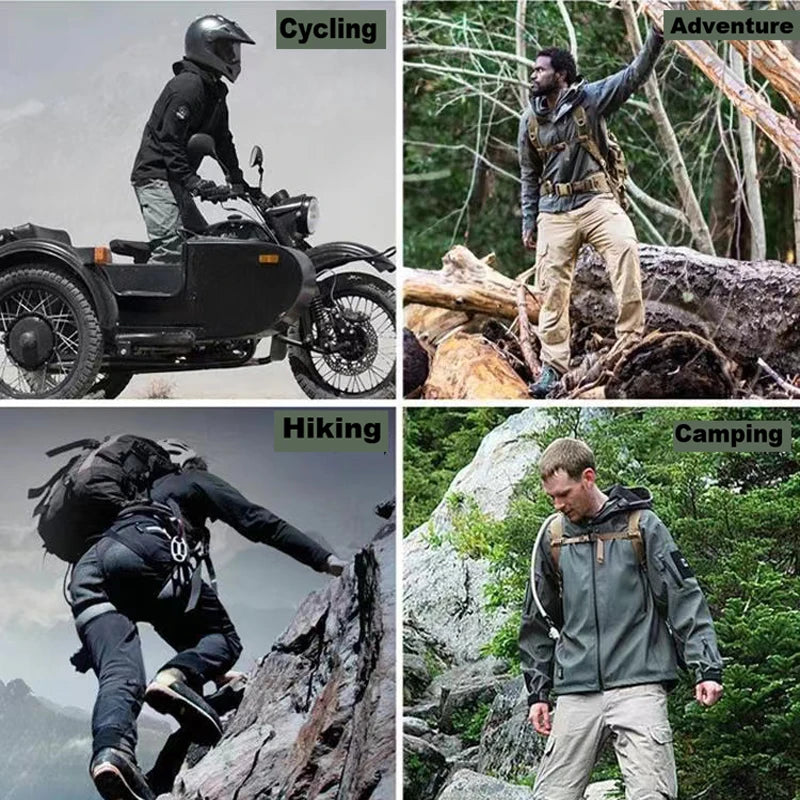 Men's Winter Autumn Warm Fleece Cargo Jackets Softshell Hooded Windproof Coat Outdoor Hiking & Camping M-5XL