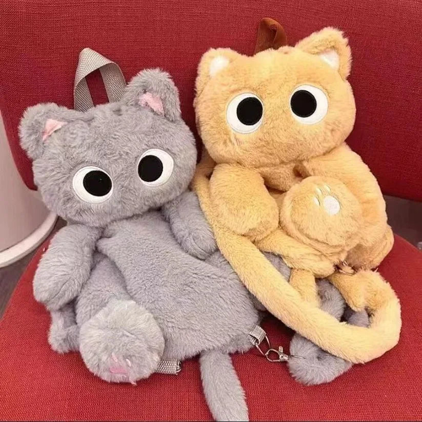 40cm Kawaii Big Eyes Cat Toy Plush Backpack Cute Large-capacity Stuffed Animals Bags