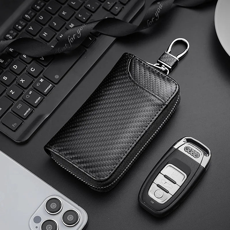 Key Bag Multifunction Organizer Wallet Holder Smart Housekeeper Car Small Case Keys Carbon Fiber Fabric Keychain