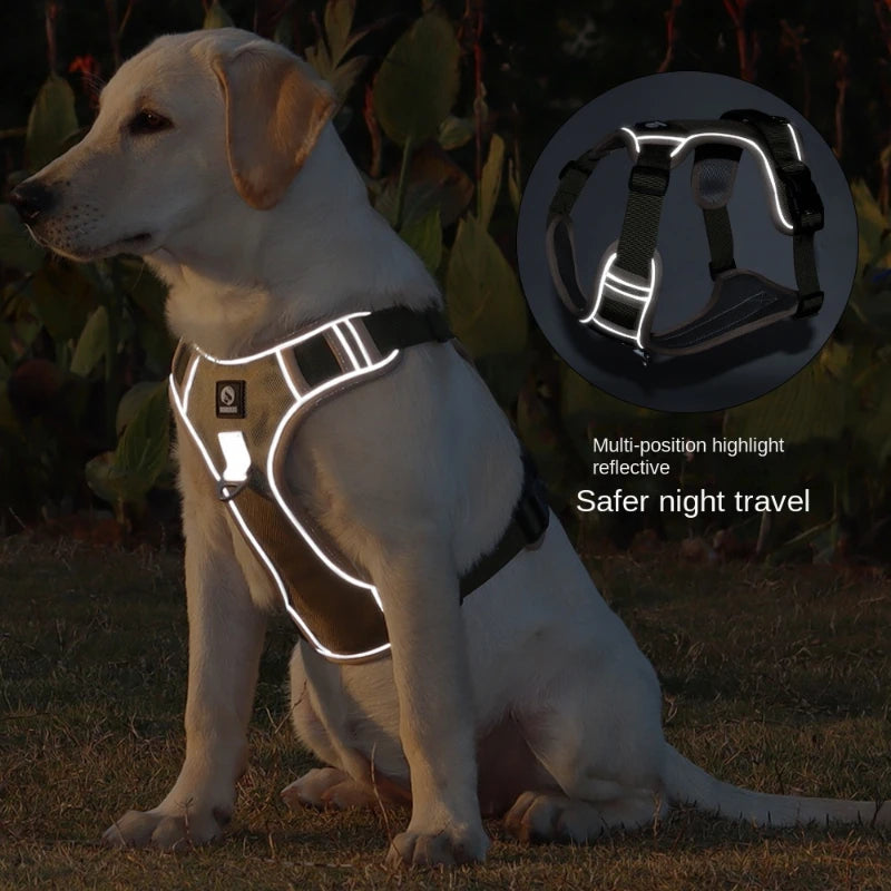 Adjustable Harness Dog Reflective Safety Training Walking Chest Vest Leads Collar For French Bulldog