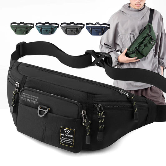 Men Waist Fanny Pack Belt Sling Chest Bag Travel Multi-Pocket Military Fashion Sports Nylon Male Pouch Purse Bum Hip Bags