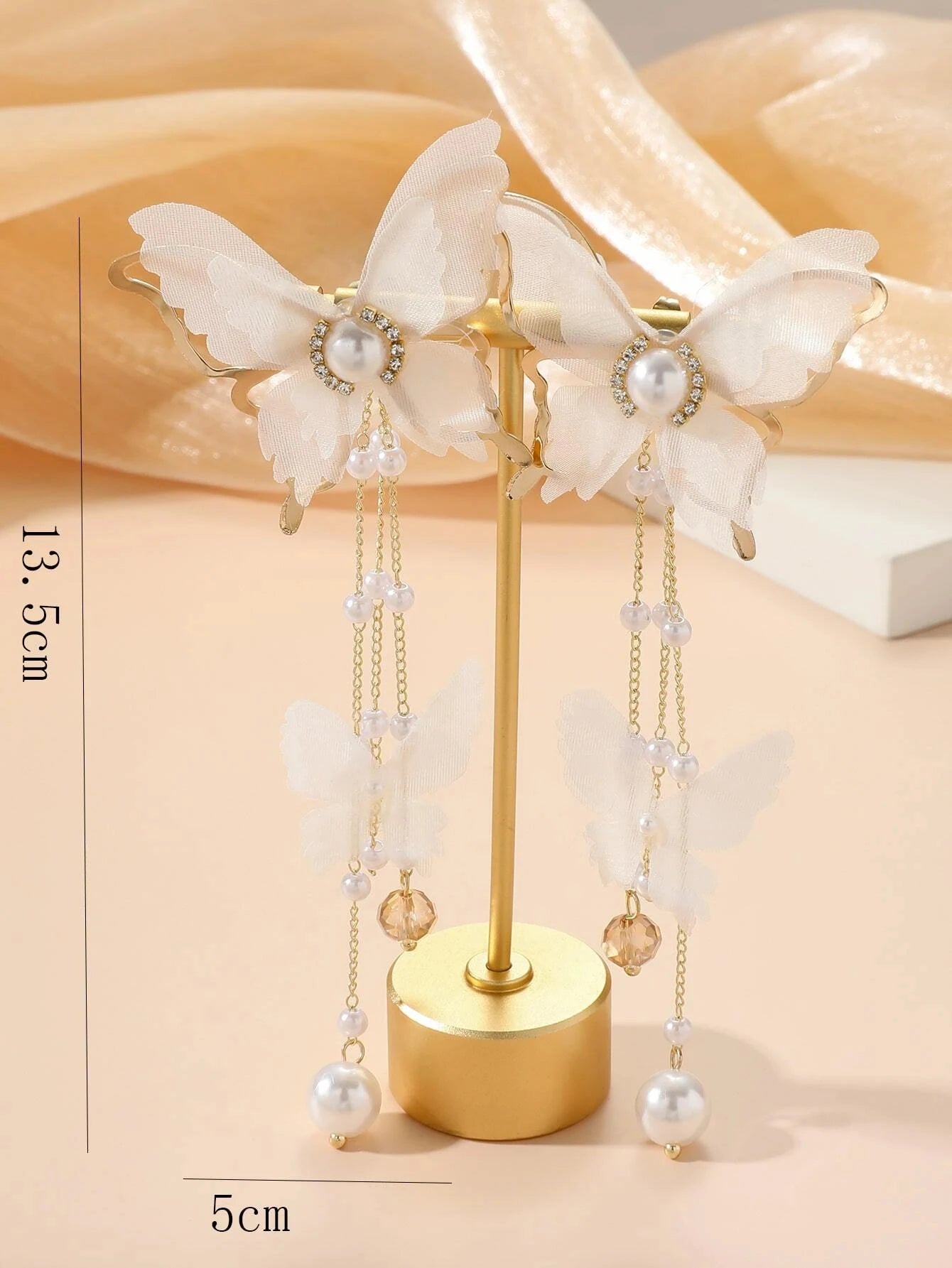 Butterfly & Faux Pearl Drop Earrings - Hiron Store