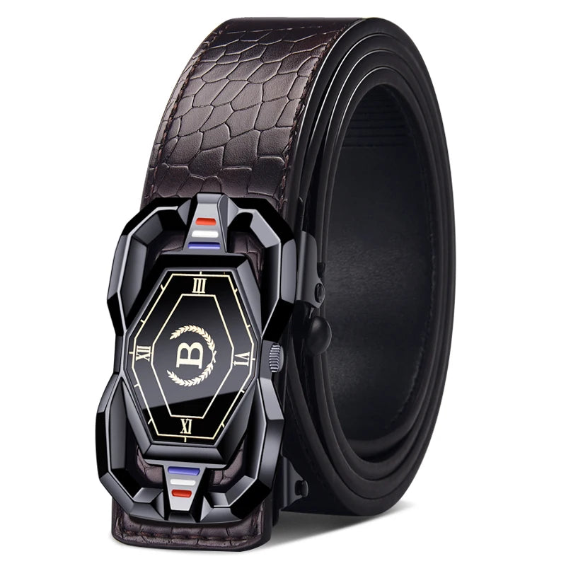 High-end And Atmospheric Men's Automatic Buckle Crocodile Pattern Belt New Men's Casual Wear Belt Fashion Youth Business Belt