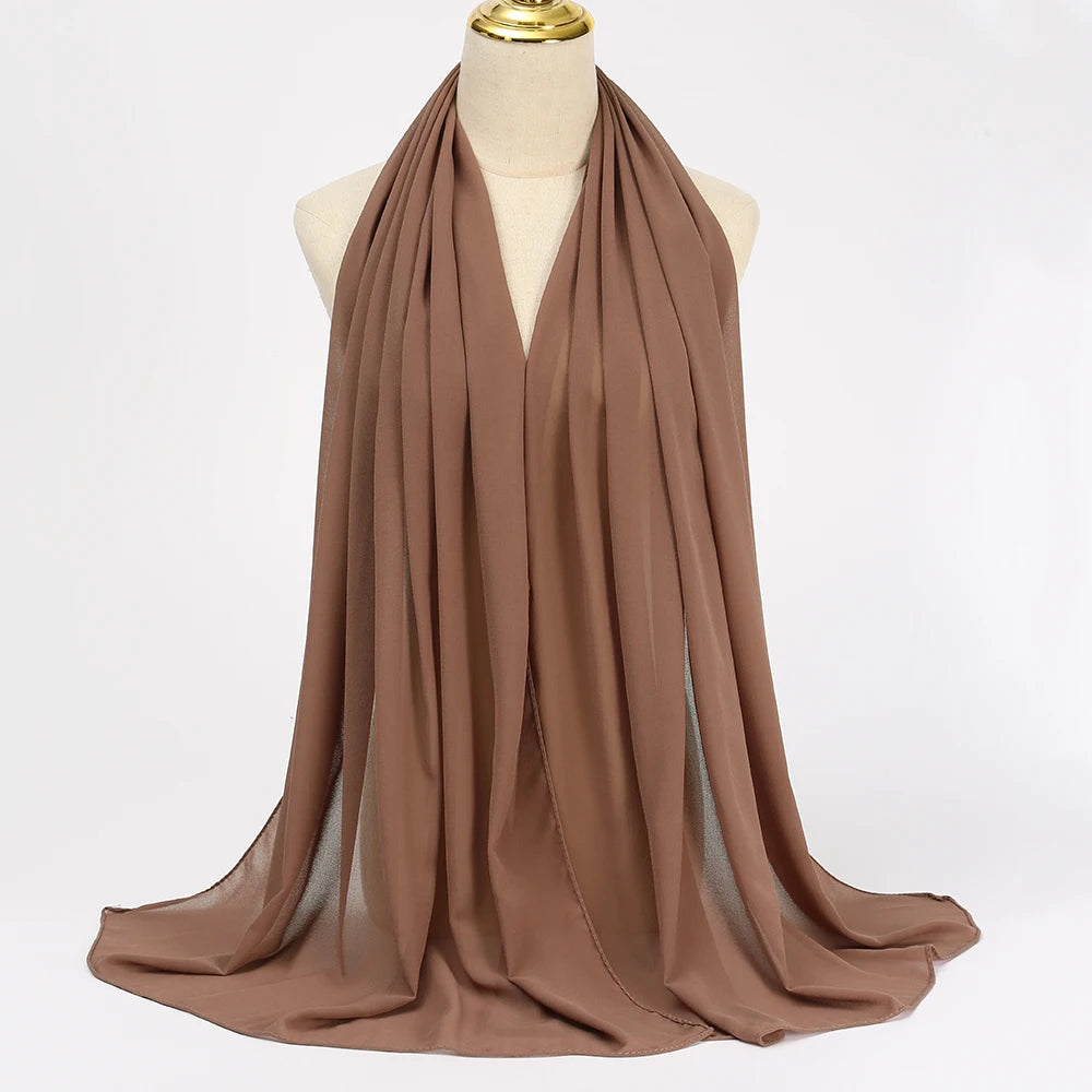 Muslim Chiffon hijab Scarf Long Solid Color Head Wrap Women's Hijabs & Scarves Jersey Hijab Veil