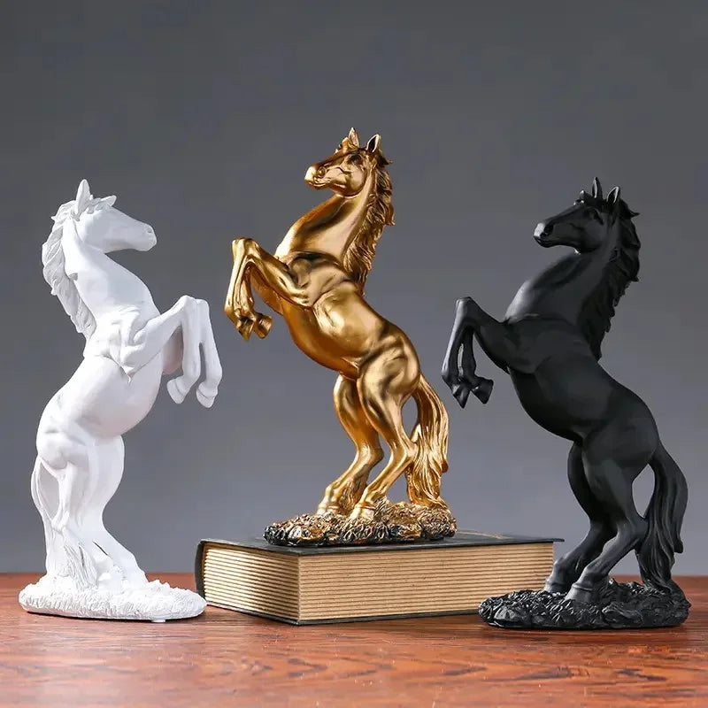 Creative Gold Silver Black Horse Resin Sculpture, Horse Model Home Decor Animal Decoration