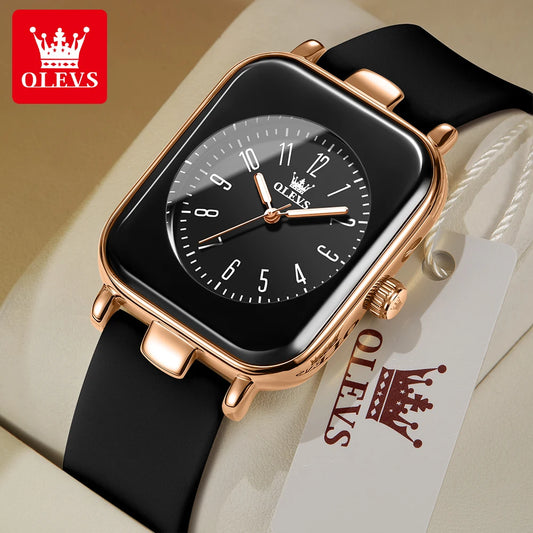 OLEVS Women's Watches Simple Elegant Quartz Wristwatch Original Waterproof Silicone Strap Luminous Hands Trend Fashion Style - Hiron Store