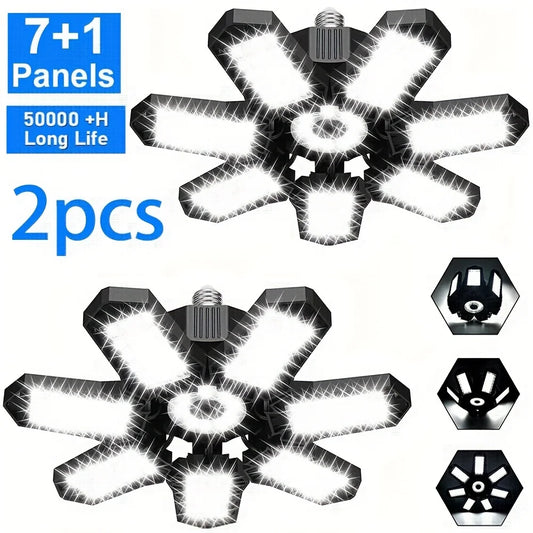 Deformable LED Garage Lights Bulb with 7+1 Adjustable Panels E26/E27 LED Bulb Ceiling Lighting