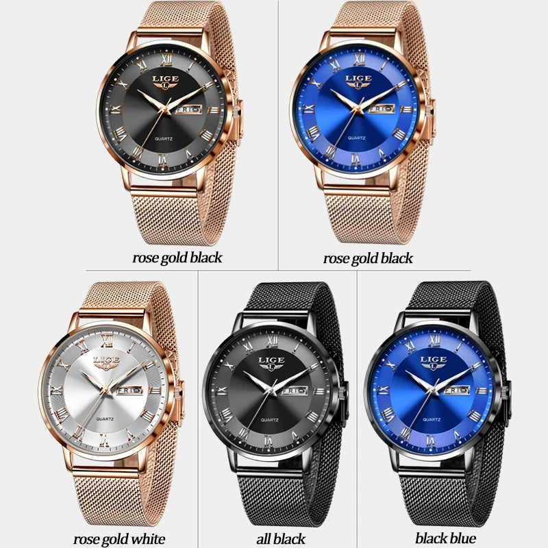 LIGE 2024 New Watch Women Luxury Watches Creative Steel Bracelet Watches