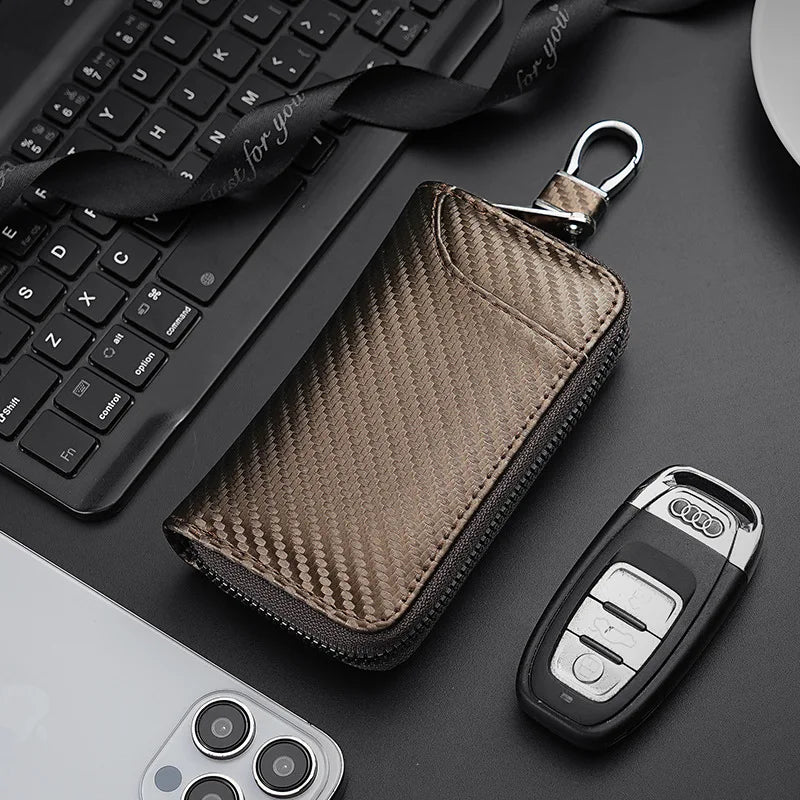 Key Bag Multifunction Organizer Wallet Holder Smart Housekeeper Car Small Case Keys Carbon Fiber Fabric Keychain