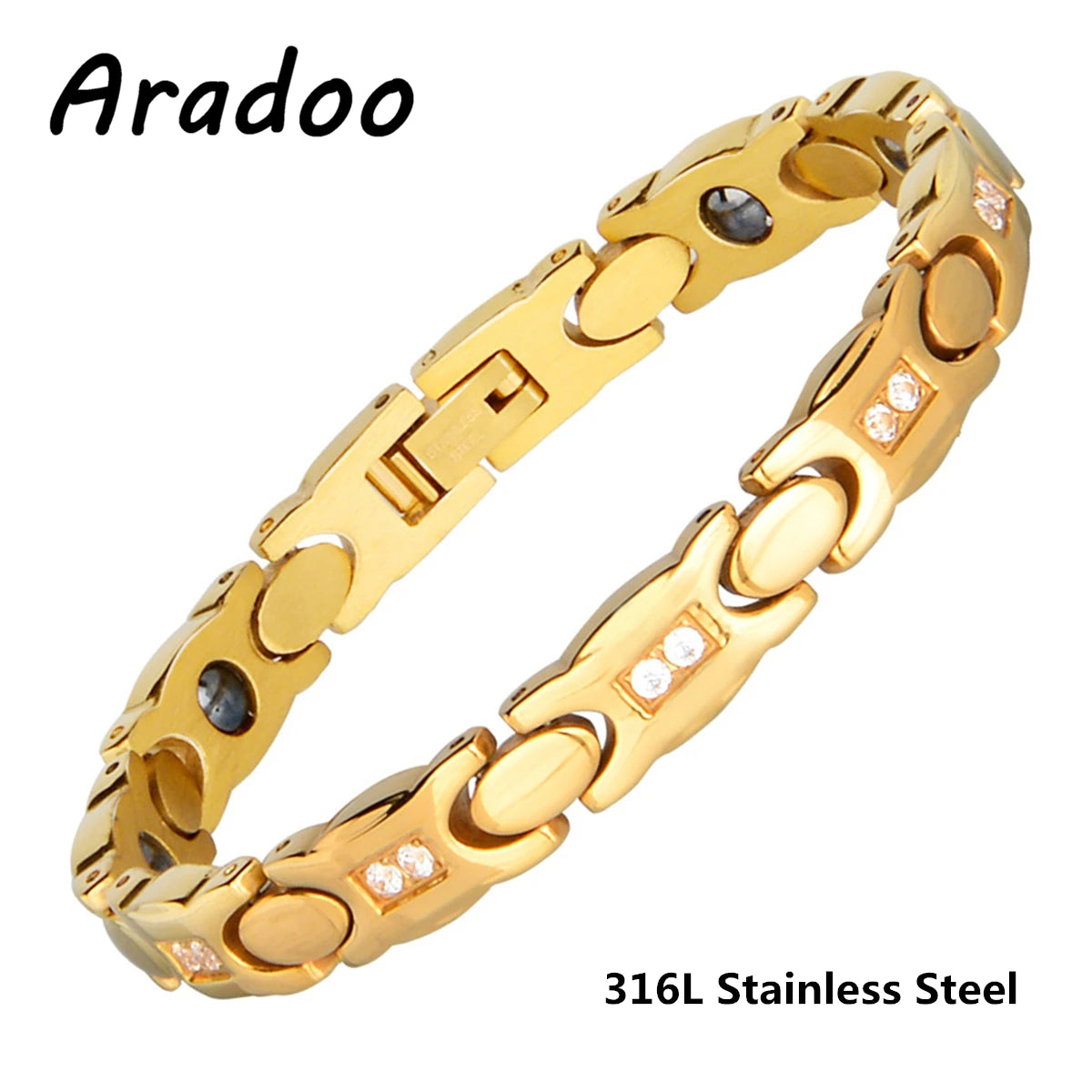 Titanium Steel Zirconia Bracelet Classic Retro Light Luxury Magnetic Therapy Bracelets - Hiron Store