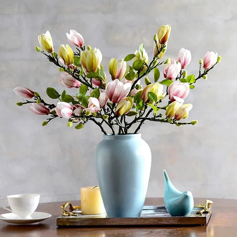Artificial Flowers Simulation Magnolia Branch For Home Living Room Decoration Silk Flower Bouquet Table Wedding Party Decor - Hiron Store