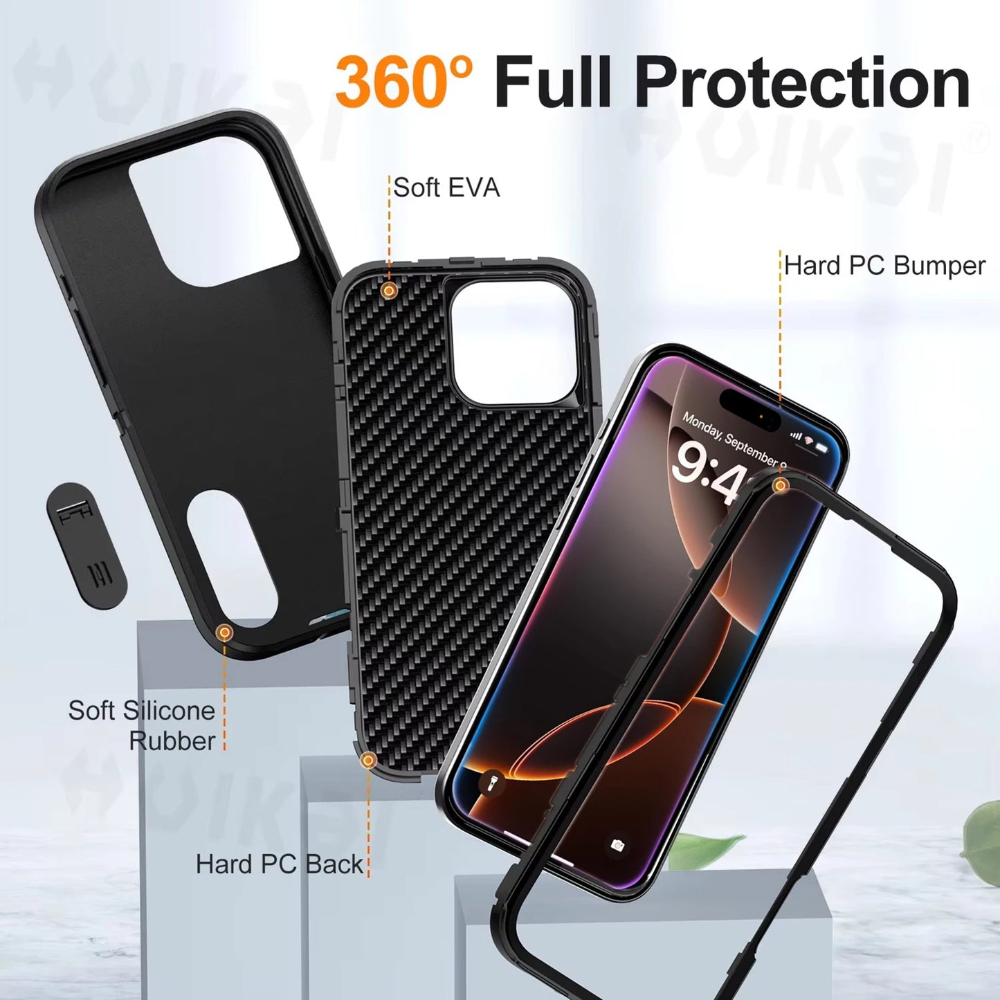 Case For iPhone 16 Pro Max 16 15 Pro Max 14 Plus 13 12 11 Heavy Duty Shock Full Body Protective Silicone Rubber Case