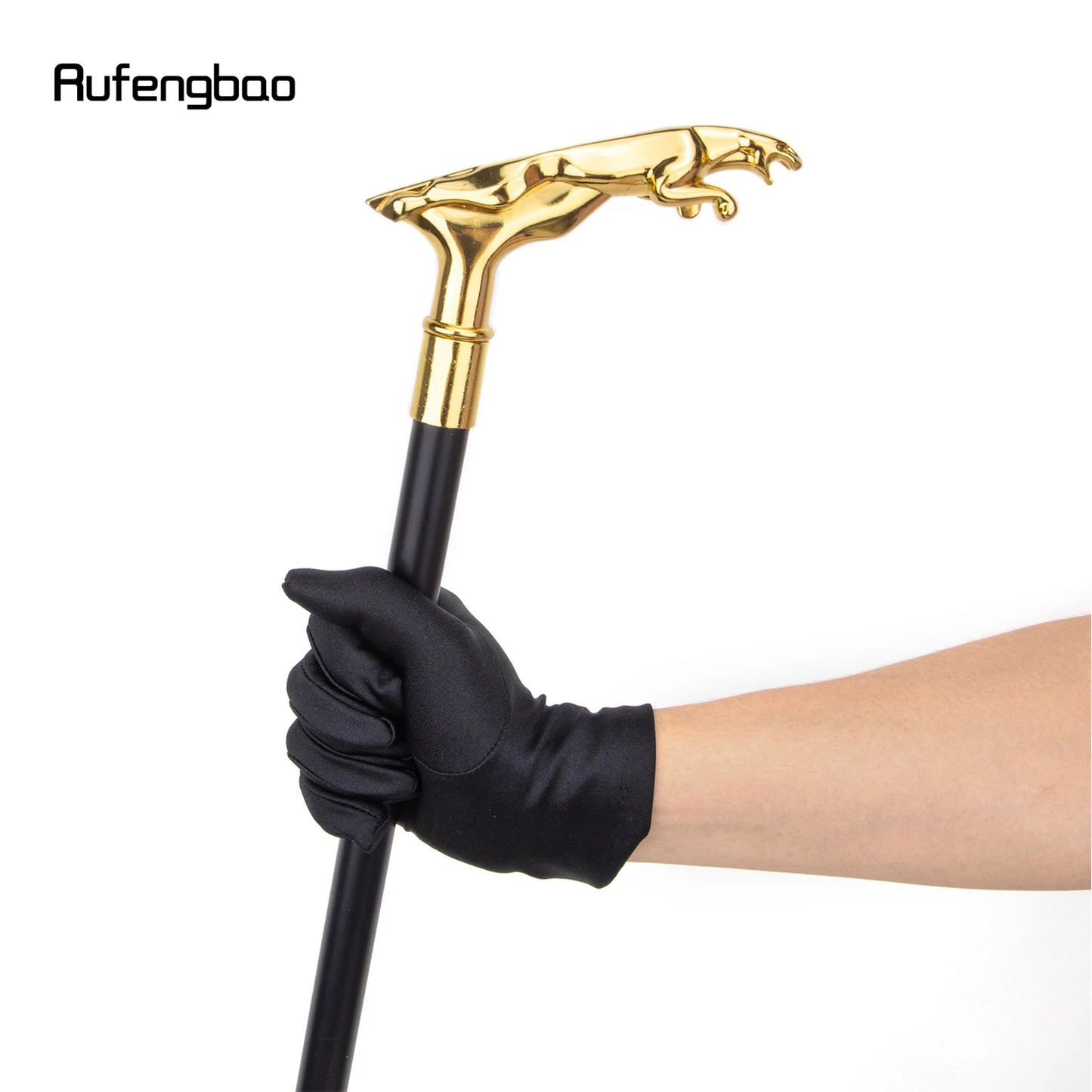 Gold Luxury Leopard Handle Walking Stick with Hidden Plate Self Defense Fashion Cane Plate Cosplay Crosier Stick 93cm