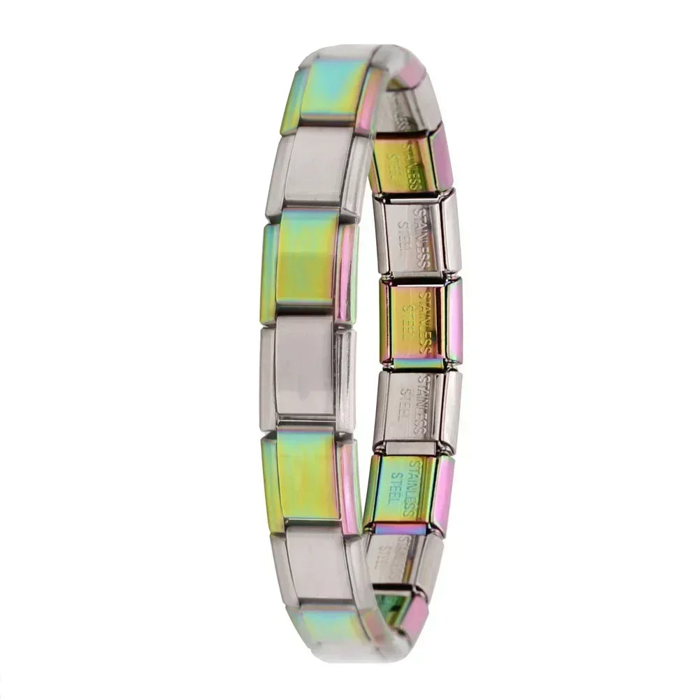 Hapiship New Women's Jewelry 9mm Width Itanlian Elastic Charm  Bracelet Fashion Stainless Steel Bangle