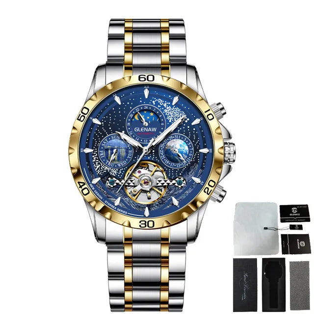 GLENAW Design Mens Watches Top Brand Luxury Fashion Business Automatic Watch Men's Waterproof Mechanical Watch Montre Homme - Hiron Store