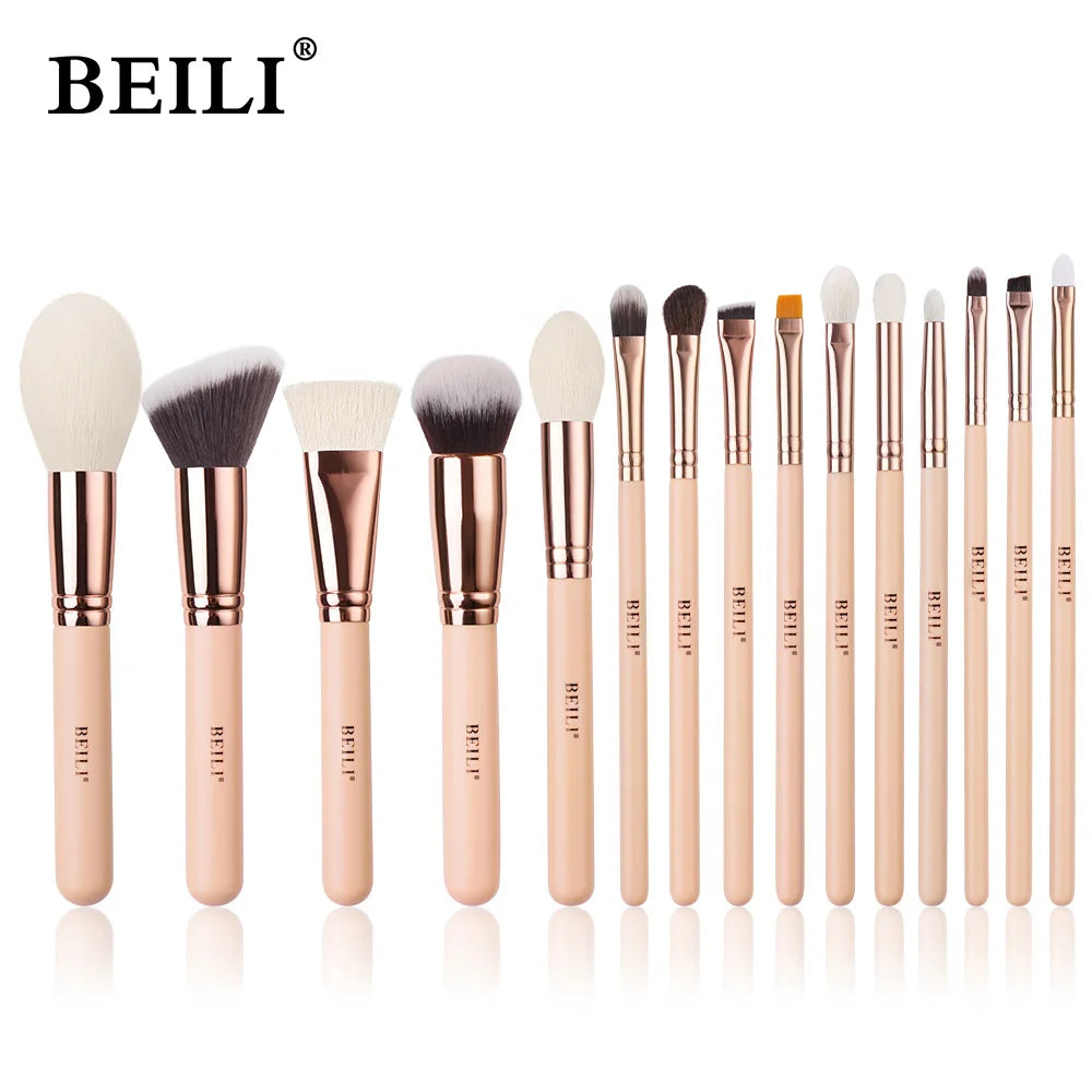 BEILI Pink Makeup Brushes High Quality Powder Foundation Blush Eyeshadow Make Up Brush Set