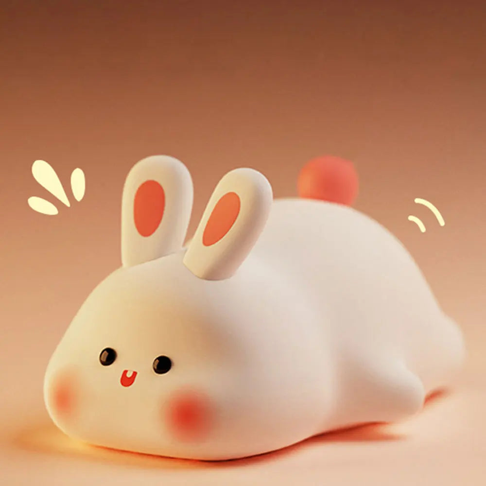 Cute Rabbit Silicone Pat Lamp Soft Light Touch Sensor Bedside Night Light