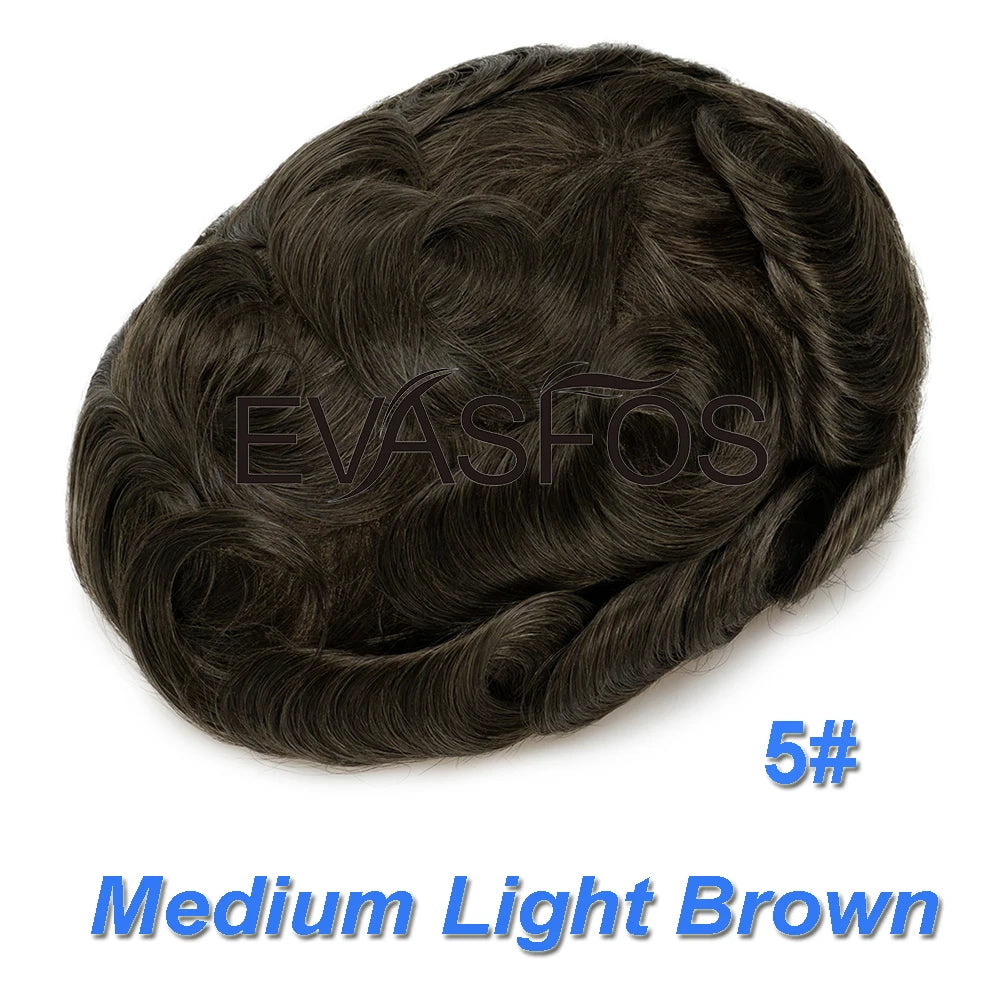 Natural Hairline Bleached Knots French Lace Front Men's Toupee, Poly Skin Hairpieces, Hair Replacement Systems, Various Color