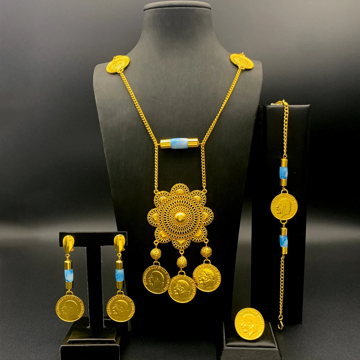 Coin Gold Plated Necklace Sets For Women Wedding Dubai African Jewelry Set Indian Jewellery