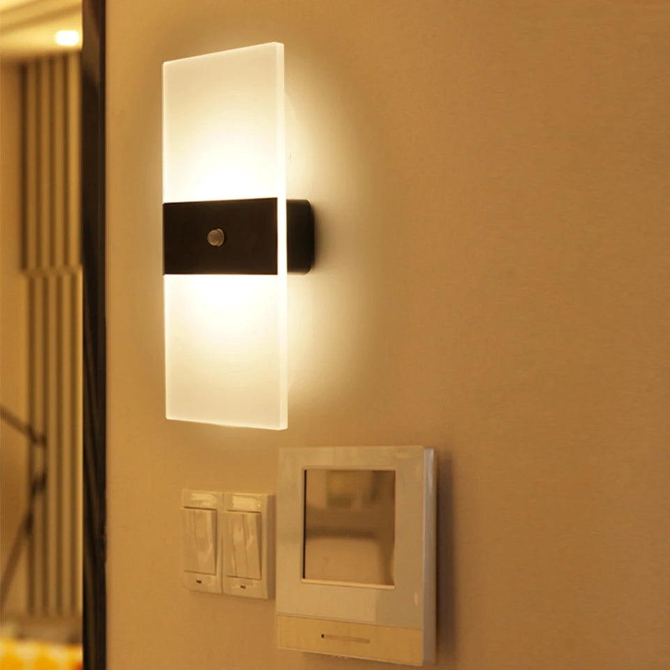 USB Recharge Wall Lamp Touch Motion Sensor Switch Indoor Acrylic Night Lights LED Wall Light