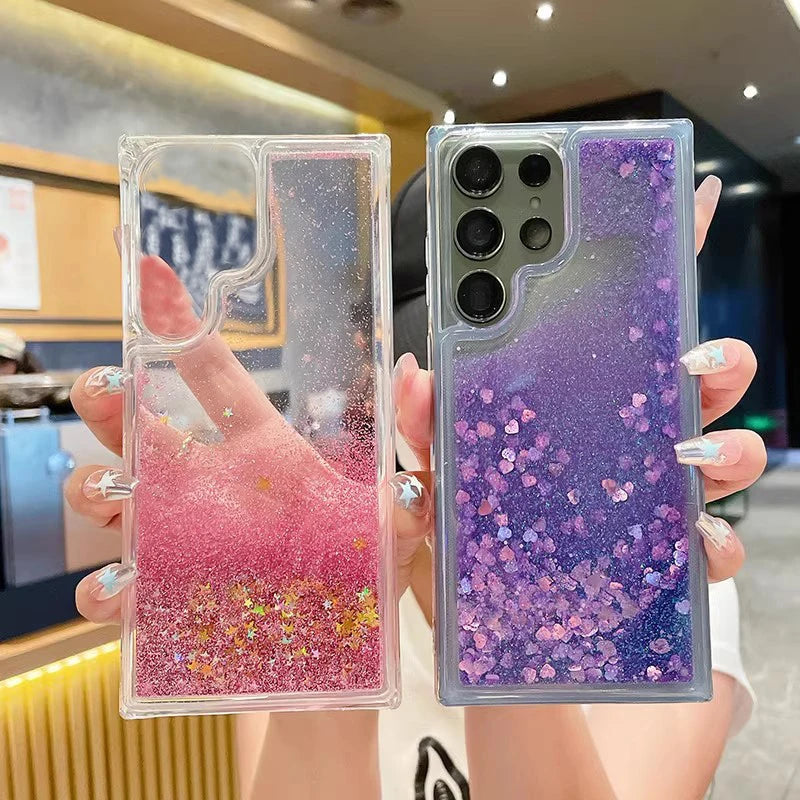 Floating Glitter Liquid Bling Case Cover For Samsung S24 Ultra S23 Plus S22 S21 Note 20 Quicksand Dynamic Phone