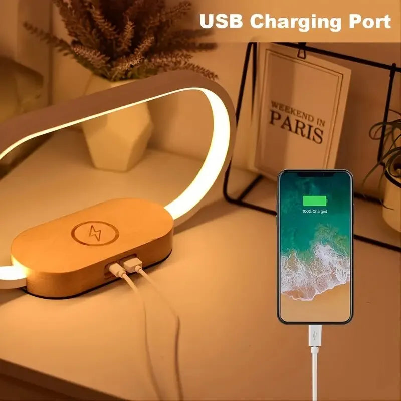 Wireless Charger Pad Stand Clock LED Desk Lamp Night Light USB Port Fast Charging Station Dock for iPhone Samsung