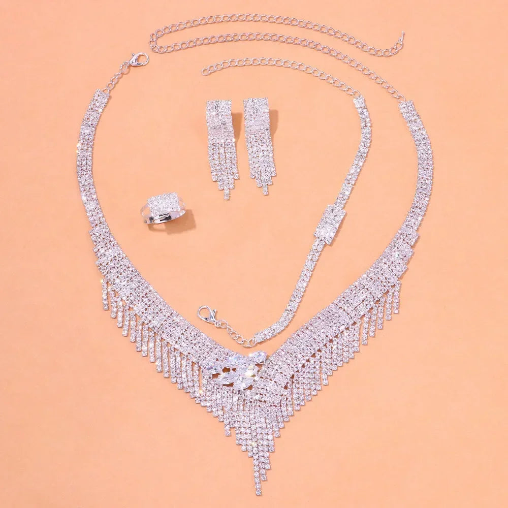 Luxury Bridal Jewellery Sets Wedding Accessories Necklace and Earrings Set