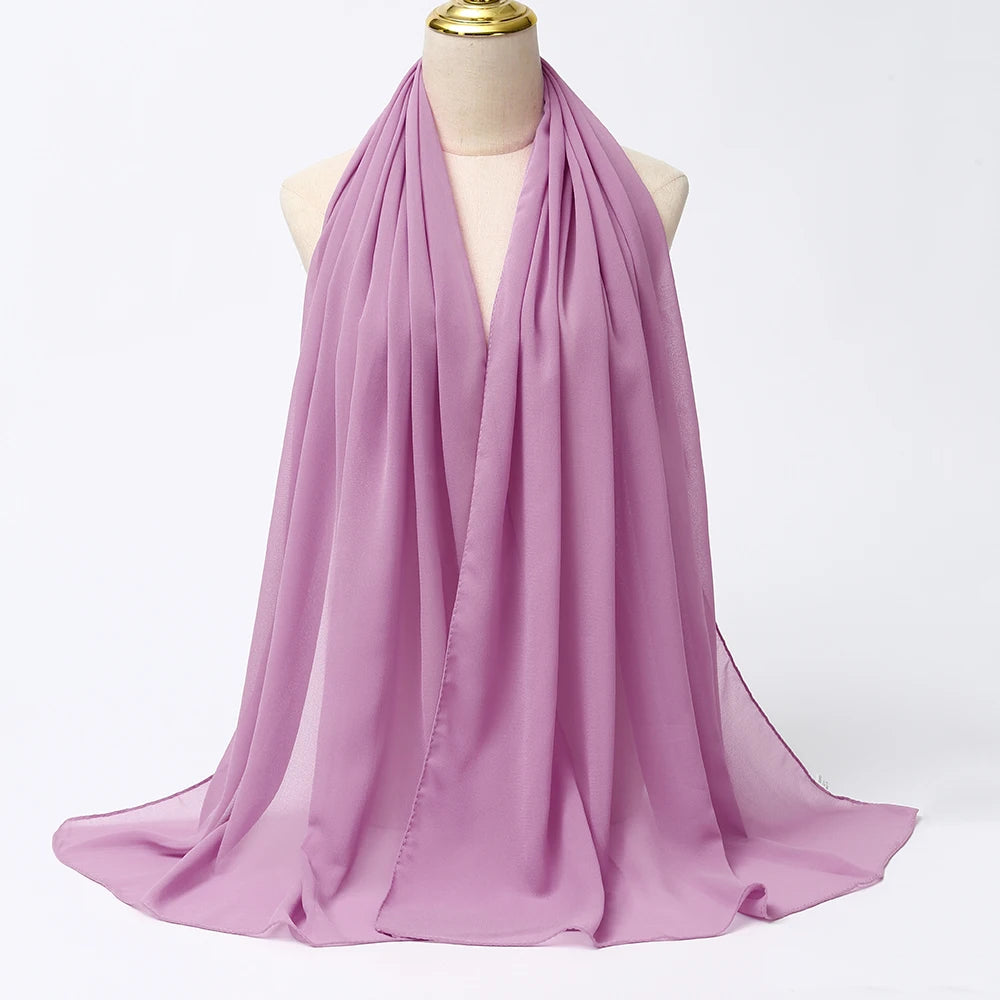 Muslim Chiffon hijab Scarf Long Solid Color Head Wrap Women's Hijabs & Scarves Jersey Hijab Veil