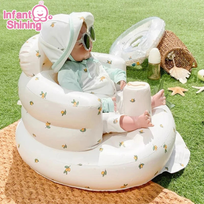 Shining Baby Inflatable Sofa Children Puff Portable Bath Chairs PVC Multifunctional Seat Practice Sitting Bath Stool